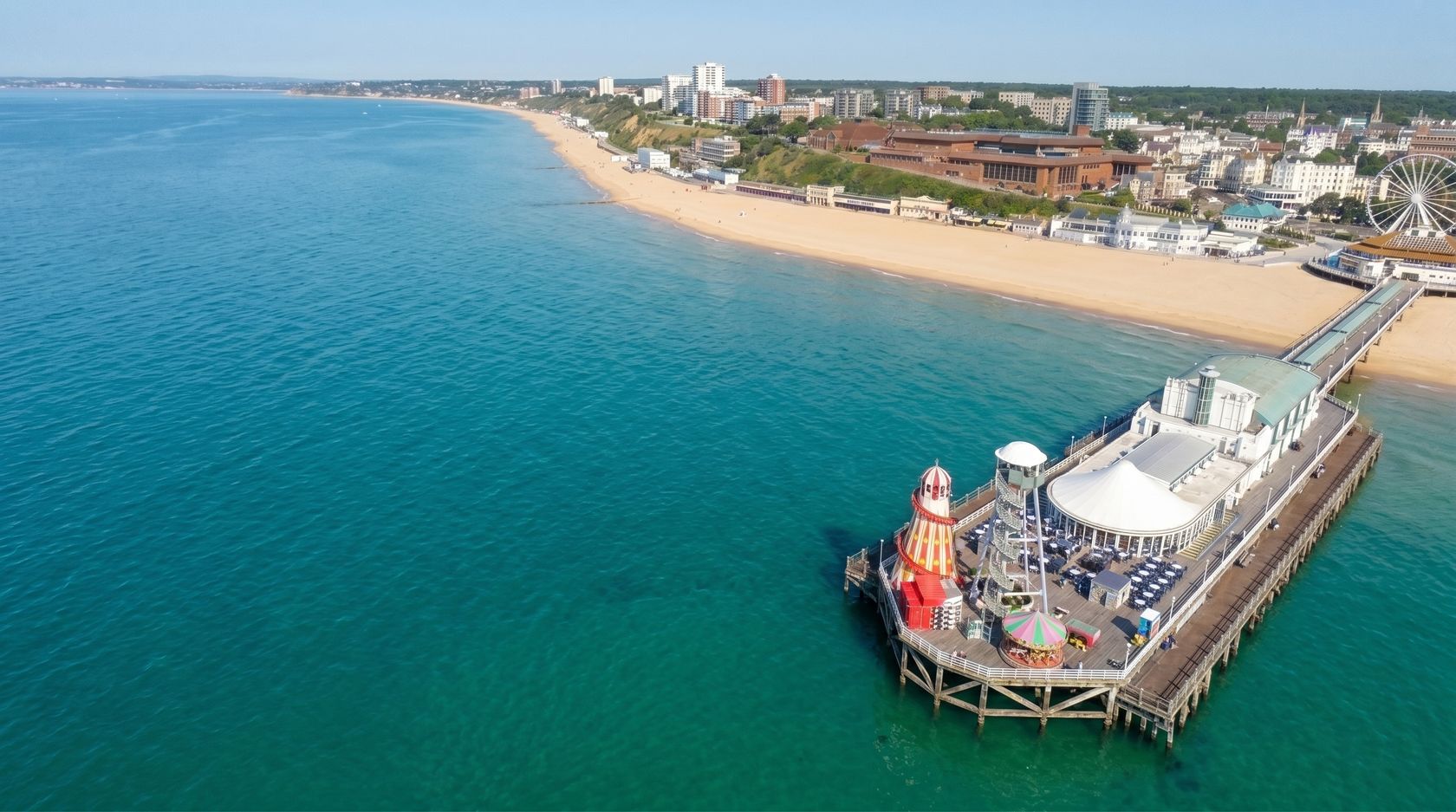 Aerial view of Bournemouth Beach and pier