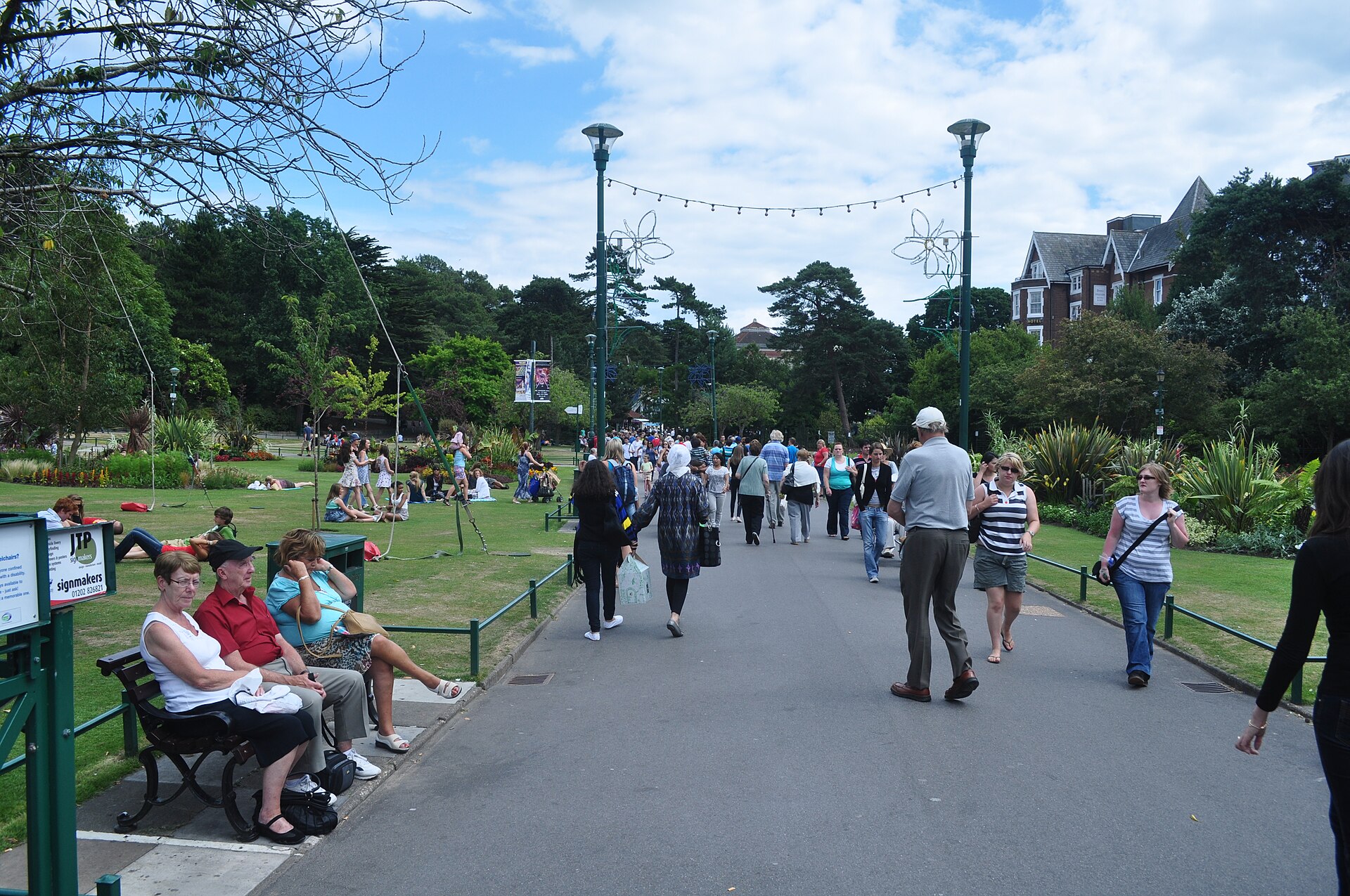 The Lower Gardens promenade in Bournemouth on a summer day